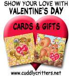 Valentine's Day gift and collectable items featuring some of the cute cartoon animals from cuddlycritters.net!